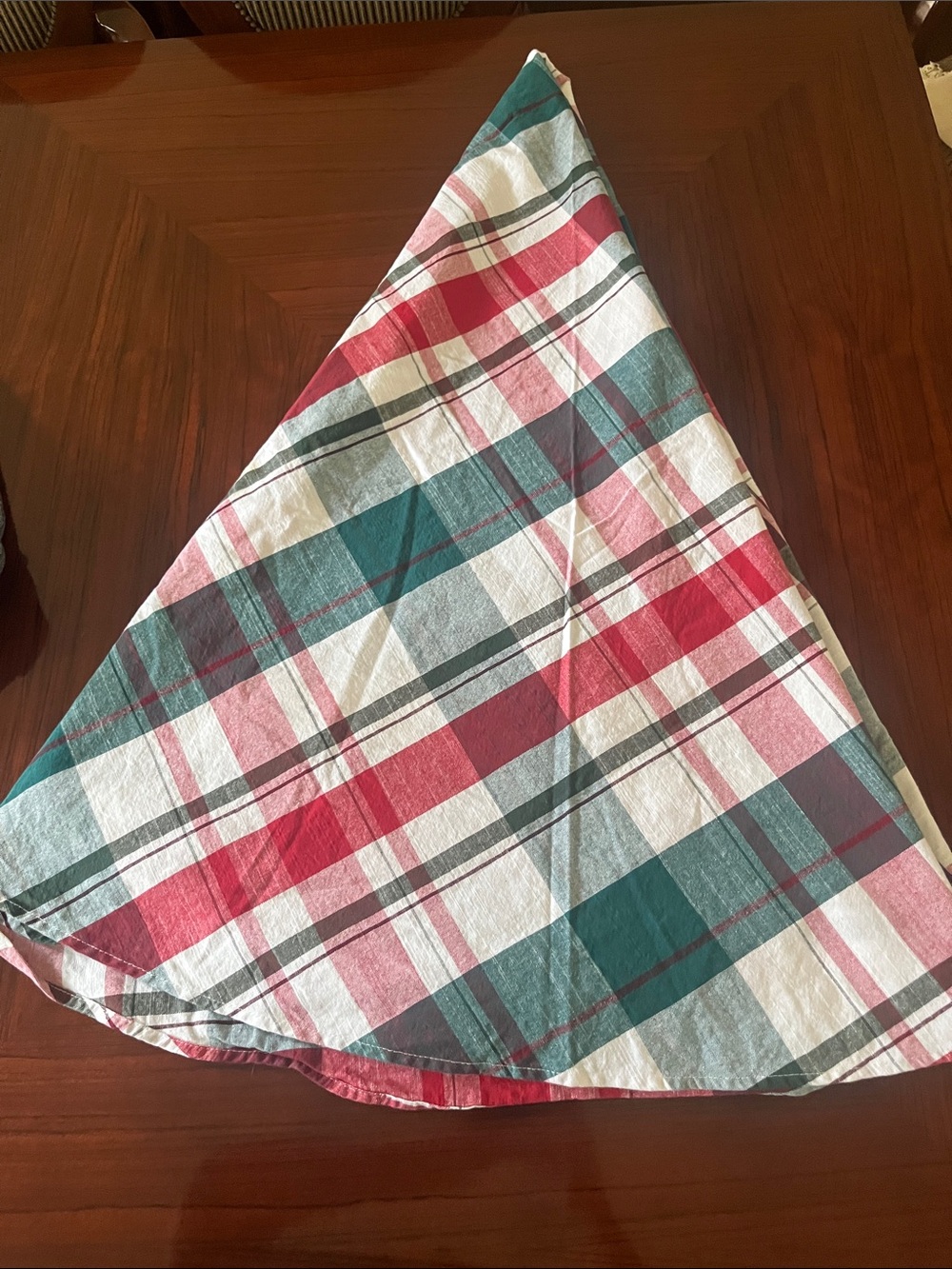 Huntington Home Red Logo on Cream Fabric/ tablecloth